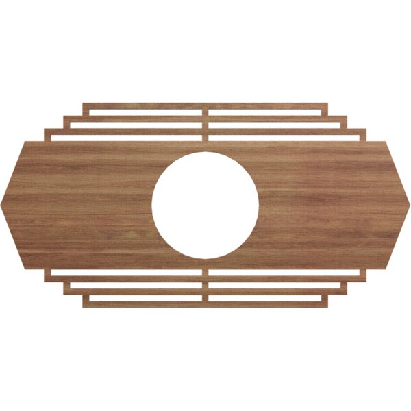 Ekena Millwork Chrysler Wood Fretwork Pierced Ceiling Medallion, Walnut, 28"W x 14"H x 7 3/8"ID x 1/4"T CMWP28X14X0250CSWA - main